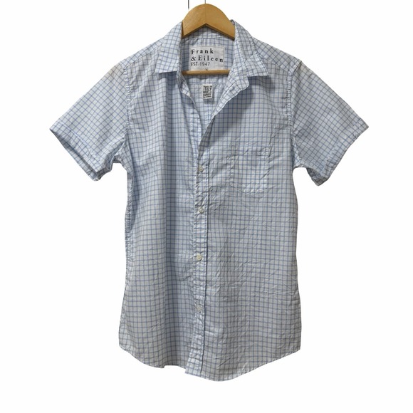 Frank & Eileen Tops - Frank‎ & Eileen Womens Billy Jean Crinkle Plaid Button Up Shirt Size XL Blue